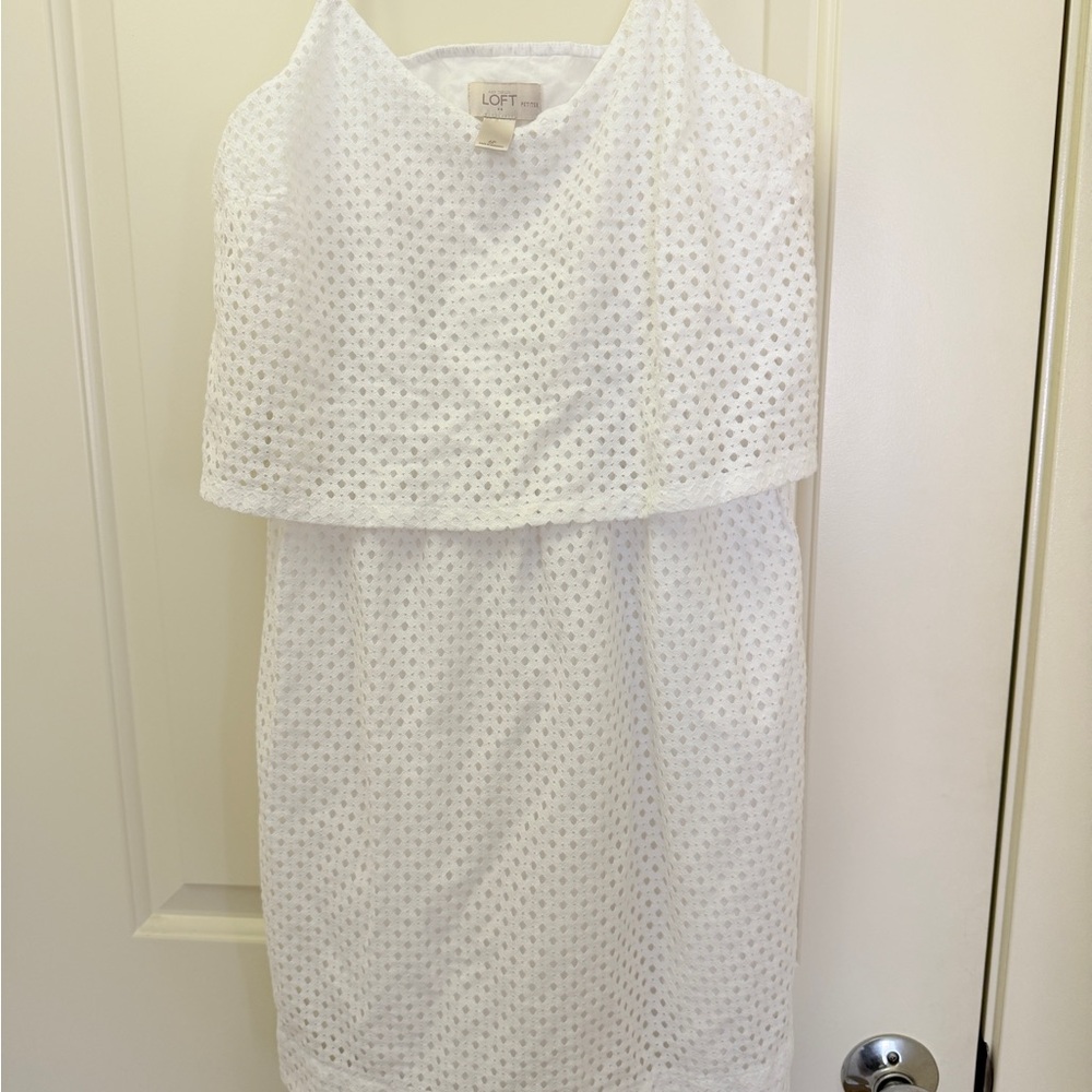LOFT Strapless White Eyelet Dress